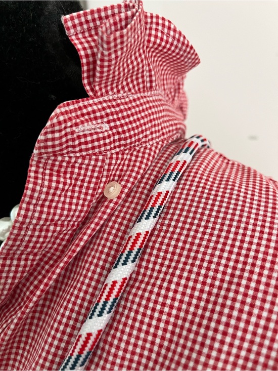 Ralph Lauren Tops - Upcycled Ralph Lauren Red and White Gingham Button-Up Shirt Ruffle Collar